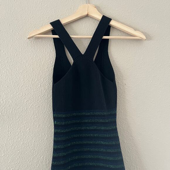 Opening Ceremony Stretch stripe front split knit Midi dress - Picture 3 of 9